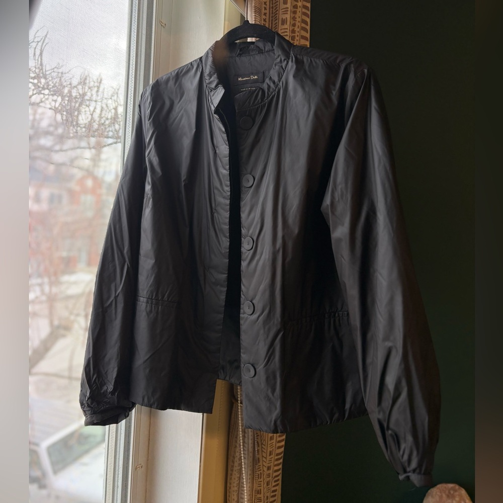 Massimo Dutti Lightweight Black Jacket Size L Minimalist Coat